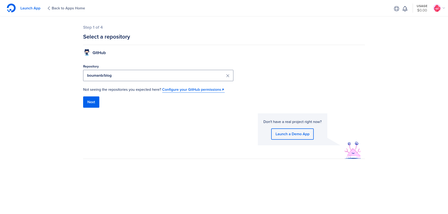Connecting the GitHub repository